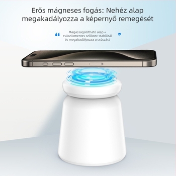 Qi2 mágneses három‑in‑egy vezeték nélküli töltő, összecsukható, USB-C, 1–3 csatlakozó, kompatibilis az iPhone 15-tel, AirPods-szal és Apple Watch-sal