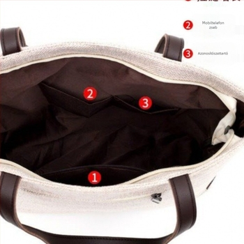 Vászon vállon átvethető táska masnival és nyuszilány motívummal, alappal és oldalrész nélkül, logónyomtatással