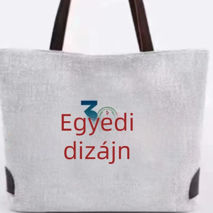 Vászon vállon átvethető táska masnival és nyuszilány motívummal, alappal és oldalrész nélkül, logónyomtatással