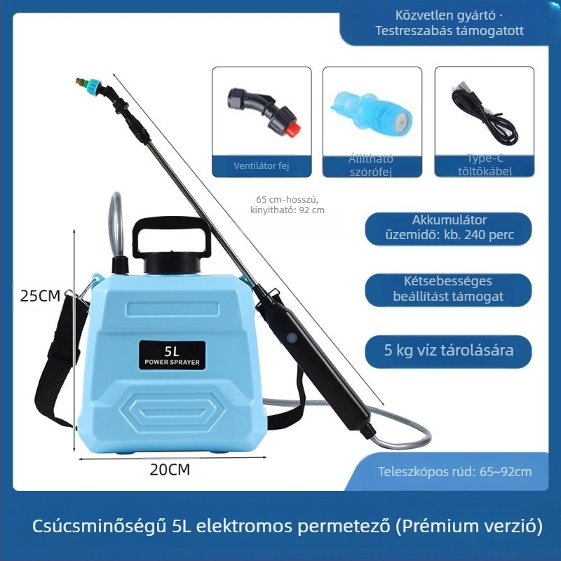 Elektrikus permetező egyenes fogantyúval – Deluxe kiadás, hosszú üzemidejű akkumulátor, nagynyomású fertőtlenítő permet, otthoni használatra