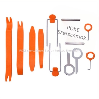 POKER 12-darabos autóhifi szétszerelő készlet, 0,24 kg, belső ajtópanel módosítására és ablakok telepítésére, pozícionáló légpárnák