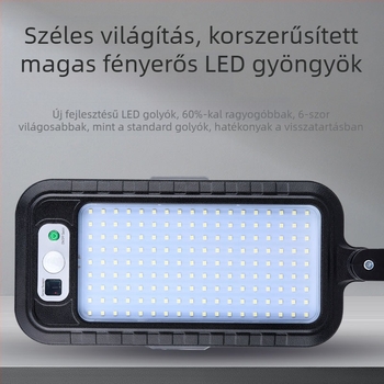 LED Napelemes falikar mozgásérzékelővel – kültéri IP65 kertlámpa, 20W, 3.7V, élettartam 20000 óra, 6-12 óra üzemidő