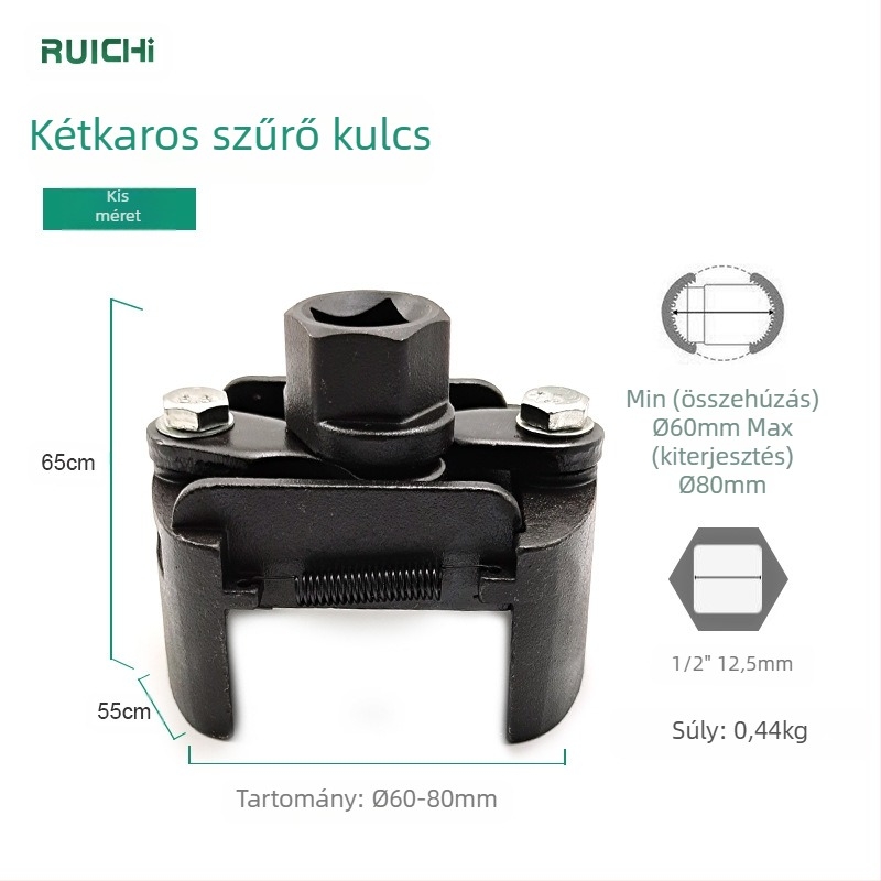 Ruichi 8600 kétcsapos állítható olajszűrő kulcs, 45# acél, az olajszűrő elem szétszerelésére és szerelésére, súly 0,44 kg