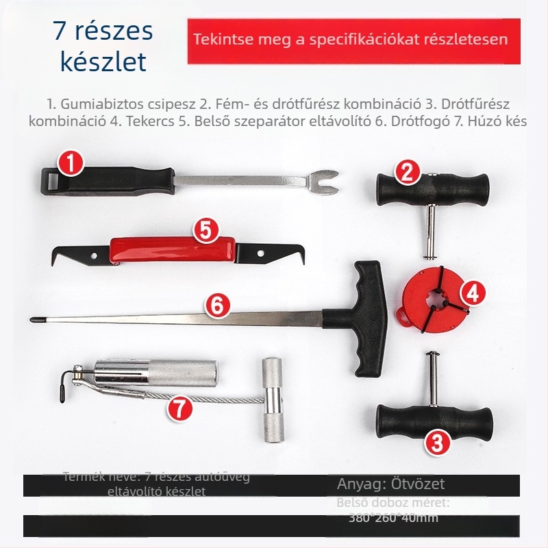 Autóüveg eltávolító eszköz huzalos húzóval és fogóval — Musen Hall, autójavítási eszköz, súly 1,1 kg