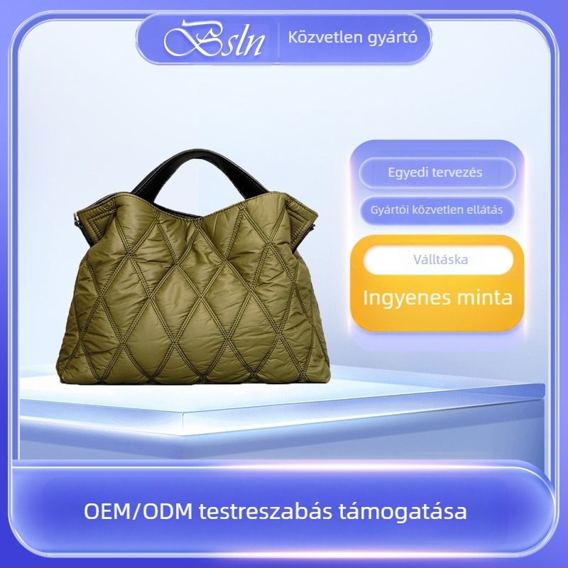 bsln Divat válltáska, Oxford anyag, csíkos mintázat, ovális formájú, cipzáros zárás, belső cipzáras zseb