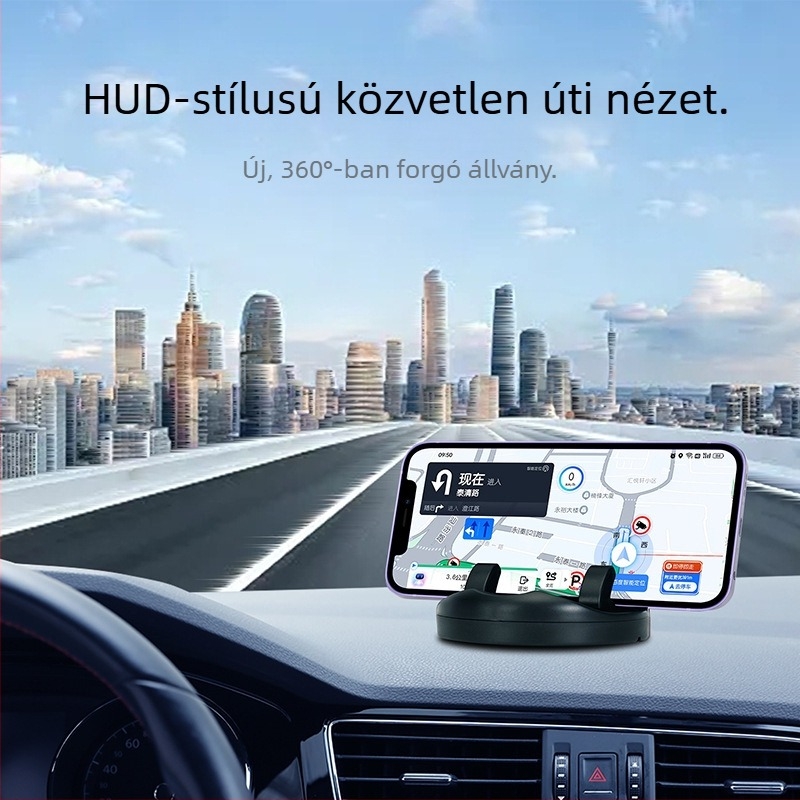 Autó műszerfalára való telefon tartó, csúszásmentes, 360° forgás, ragasztóval történő felszerelés, illeszkedik a műszerfalhoz