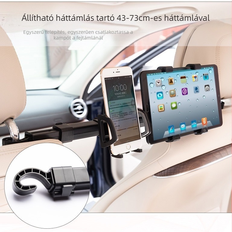 50HD12/88 Autó hátsó ülés fejtámlájához tartó telefonhoz és tabletához – kettős funkció, ABS+EVA, injekciós öntés