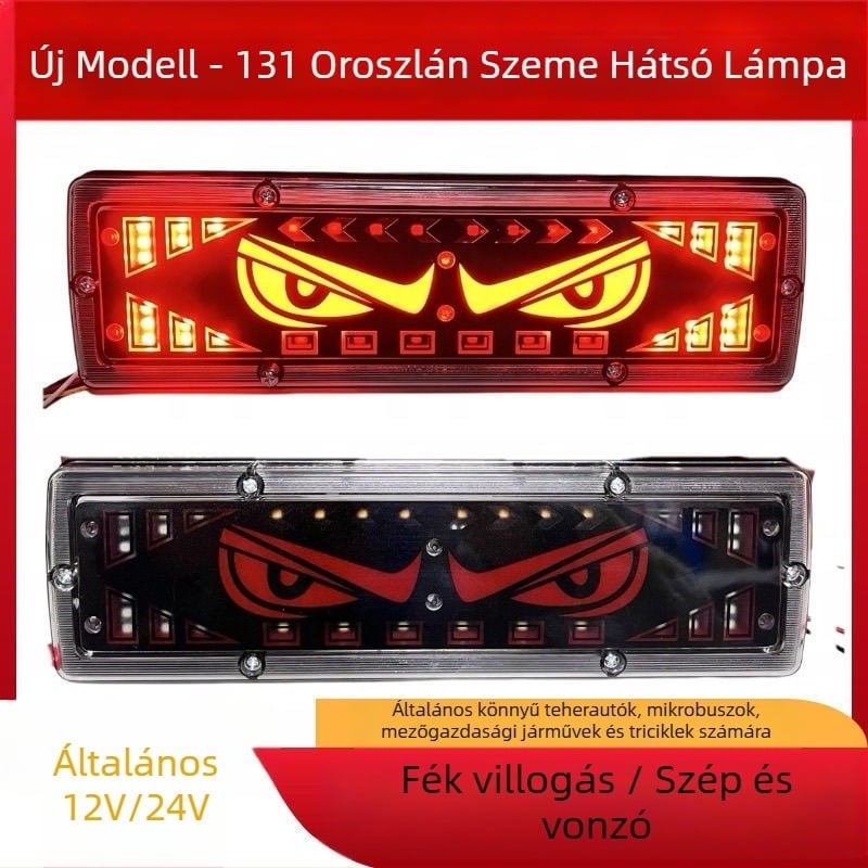 Devil Eye Tail Light LED hátsó lámpa teherautókhoz, 12-24V, vízálló, LED fényforrás, kompatibil könnyű teherautókkal, mikro teherautókkal, mezőgazdasági járművekkel és triciklikkel