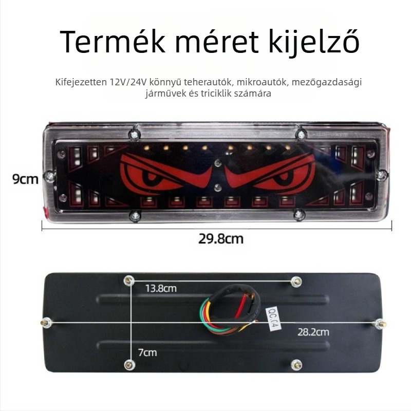 Devil Eye Tail Light LED hátsó lámpa teherautókhoz, 12-24V, vízálló, LED fényforrás, kompatibil könnyű teherautókkal, mikro teherautókkal, mezőgazdasági járművekkel és triciklikkel