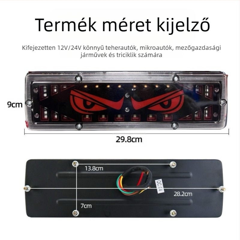 Devil Eye Tail Light LED hátsó lámpa teherautókhoz, 12-24V, vízálló, LED fényforrás, kompatibil könnyű teherautókkal, mikro teherautókkal, mezőgazdasági járművekkel és triciklikkel