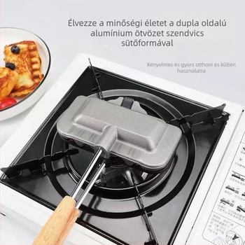 Junli téglalap alakú, alumínium ötvözetből készült kétoldalas szendvics sütőforma tapadásmentes bevonattal, koreai stílus