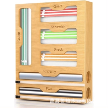 Fából készült fóliatároló doboz, japán stílusú, multifunkcionális adagoló logónyomtatási és testreszabási lehetőséggel