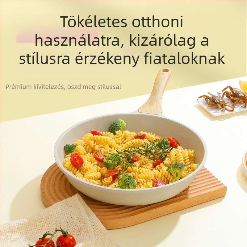 Tapadásmentes serpenyő sütéshez, alumínium test, üvegfedél, többszörös rétegű aljzattal, kompatibilis indukciós és gáztűzhellyel, modell pd-20, súly 0.65 kg