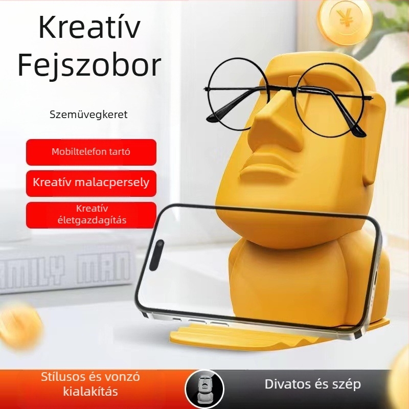 Műanyagból készült, univerzális dizájnnal rendelkező asztali állvány telefonhoz, pénzgyűjtővel és szemüveg tartóval, testreszabhatóság és magánmárkák támogatása