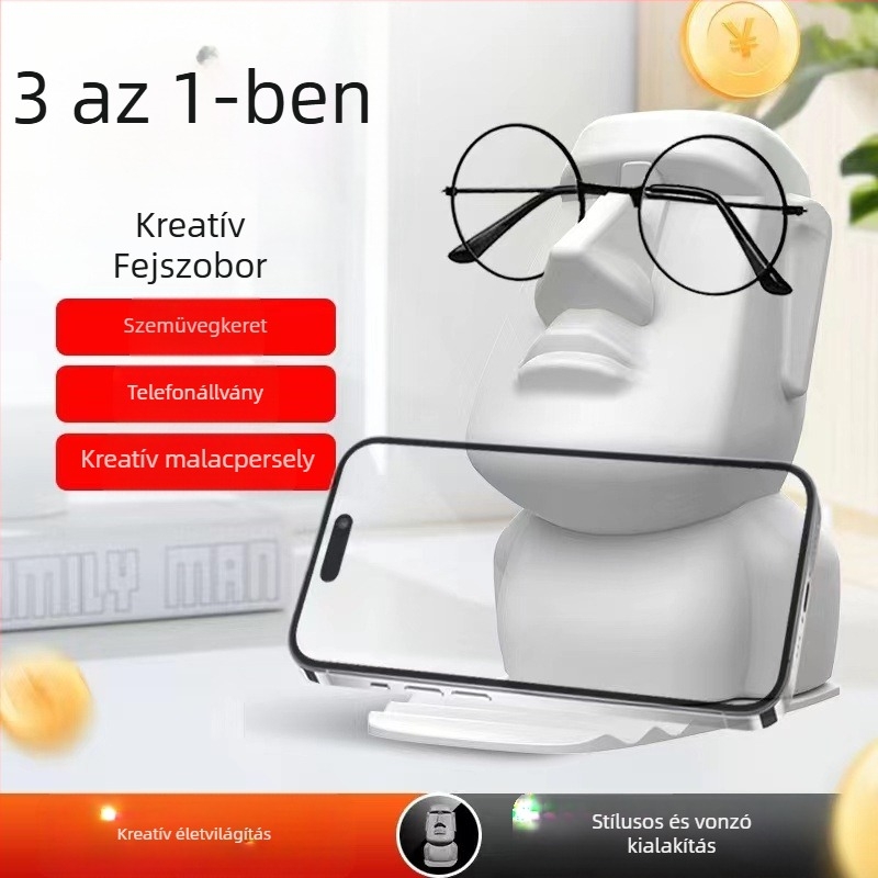 Műanyagból készült, univerzális dizájnnal rendelkező asztali állvány telefonhoz, pénzgyűjtővel és szemüveg tartóval, testreszabhatóság és magánmárkák támogatása