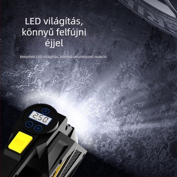 Autó gumis inflátor digitális kijelzővel és világítással — DC12V, 100W, 35 L/min, 3 m-es kábel, egyhengeres