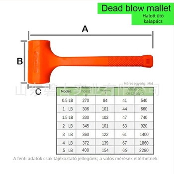 PVC fejű gumikalapács műanyag nyéllel ipari berendezések telepítéséhez és helyszíni munkákhoz — ütésálló