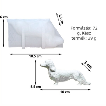 Dachshund szilikon forma gipszhez és cementhez – DIY gyertya dekoráció, szabálytalan alak, modell D649