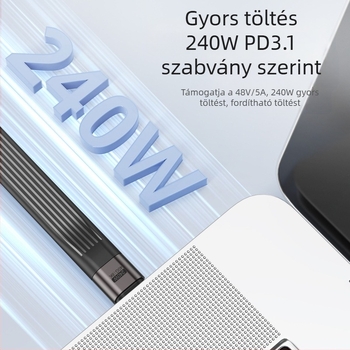USB-C kábel PD 240W, 40Gbps adatátvitel, 8K videó támogatás
