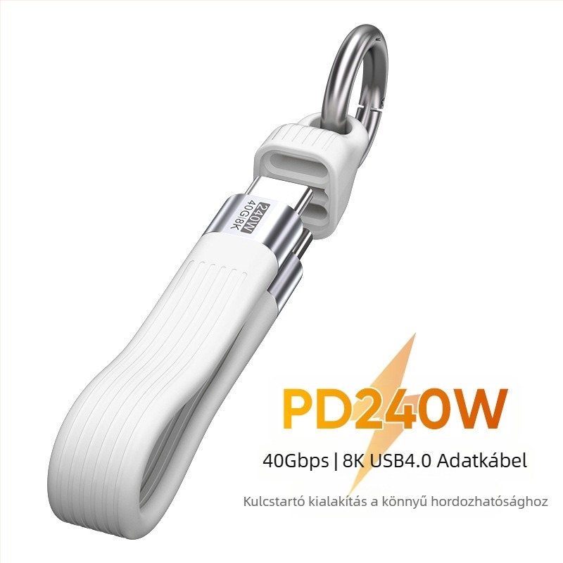 USB-C PD240W kábel gyors töltéssel, USB-C csatlakozó, Anyag: alumínium ötvözet + TPE + FPC