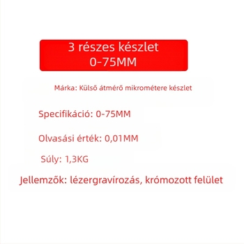 Koer külső mikrométer készlet (spirális mikrométer; keményötvözet fej; Márka: Koer)