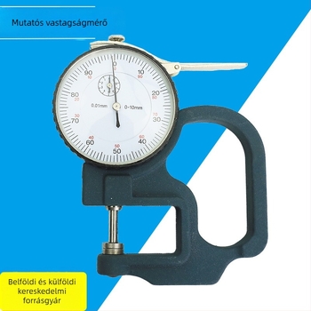 ETOPOO vastagságmérő, 0,01 mm felbontás — analóg mutató, síkfej, papírra és bőrre alkalmas