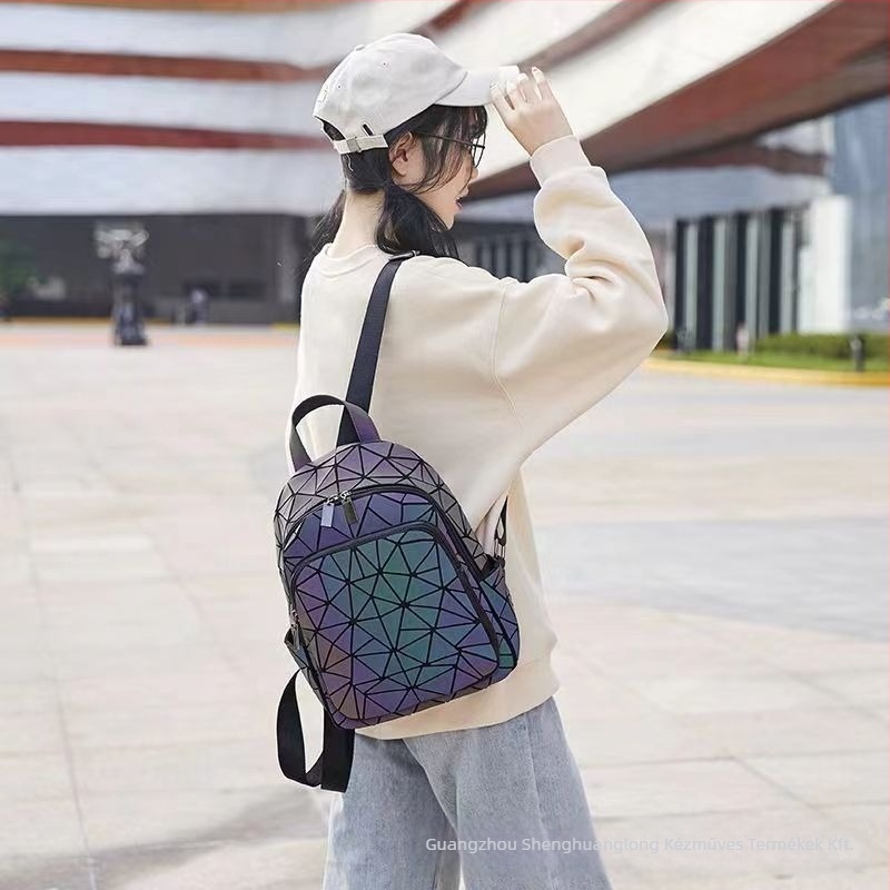 Unisex Geometriai mintás PVC hátizsák mindennapi városi használatra, ultrakönnyű, kapacitás kevesebb mint 20L, városi stílus