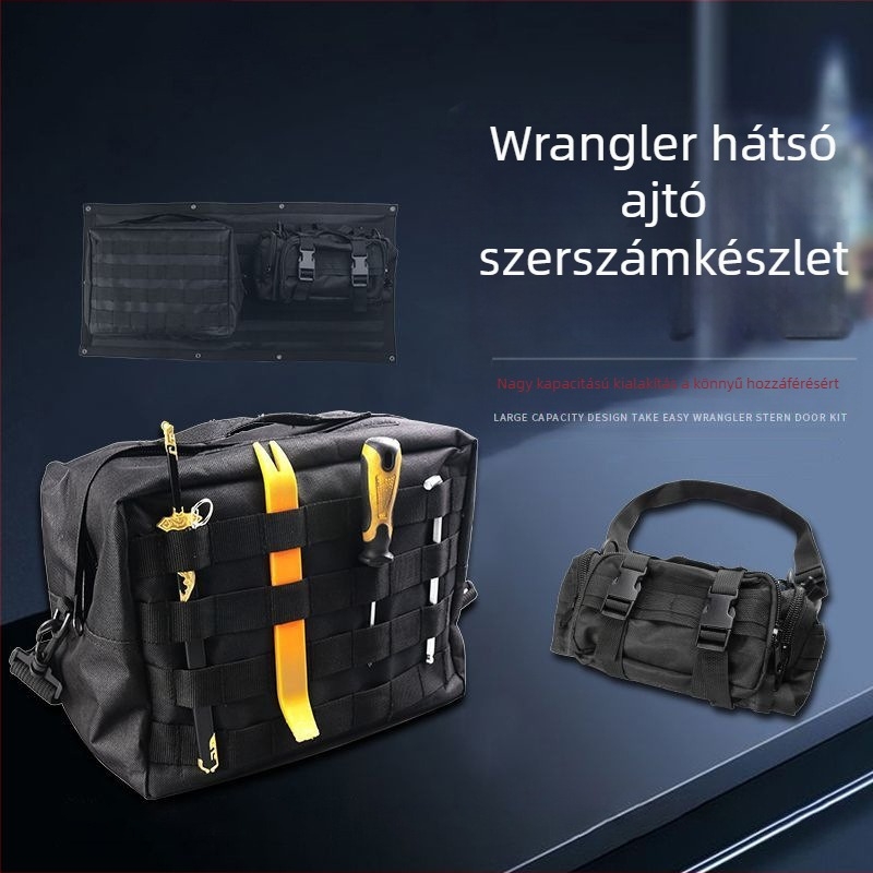 Hátsó ajtó tároló táska – vászon anyagú, fogantyúval, felakasztható