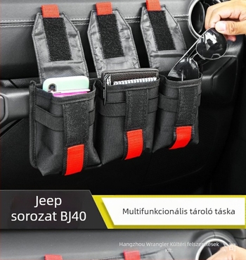 Autó szellőzőjéhez tartozó utasfogantyú tároló taska – 3 rekesz, Oxford anyag, ragasztó felületű szerelés, testreszabott logó