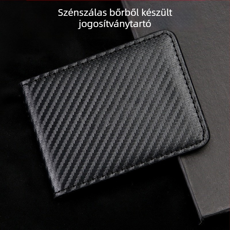 Szénszálas mintás jogosítványtartó, ultrakönnyű, kétfunkciós kártyatartó, modell 1962-8