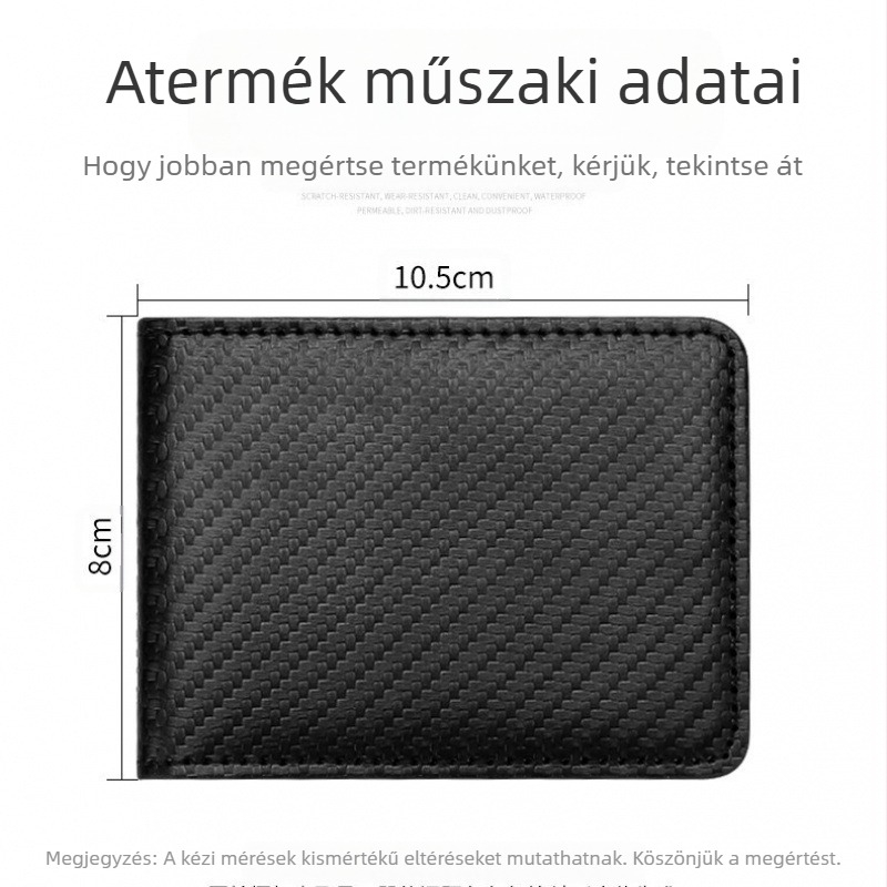 Szénszálas mintás jogosítványtartó, ultrakönnyű, kétfunkciós kártyatartó, modell 1962-8