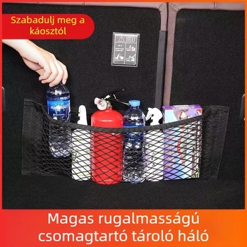Velcro-vel ellátott, dupla rétegű csomagtartó hálózatos zseb, akasztós, univerzális autóhoz, nyomásálló
