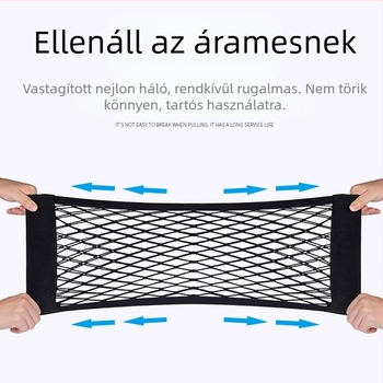 Velcro-vel ellátott, dupla rétegű csomagtartó hálózatos zseb, akasztós, univerzális autóhoz, nyomásálló