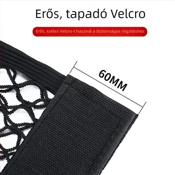 Velcro-vel ellátott, dupla rétegű csomagtartó hálózatos zseb, akasztós, univerzális autóhoz, nyomásálló
