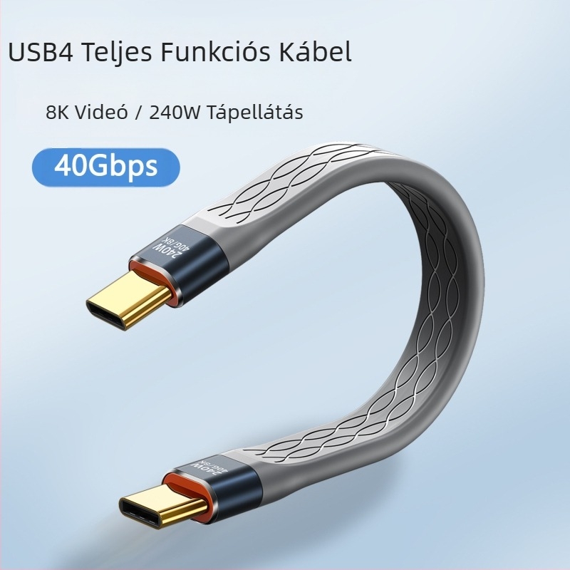 USB4 USB-C adatkábel, egy végű csatlakozóval, gyorstöltés, 40Gbps, TPE anyag (40Gbps, USB-C, egy végű csatlakozóval, gyorstöltés, TPE)