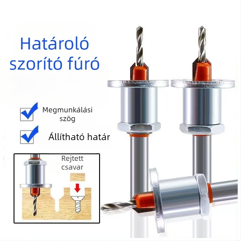 Ötvözött faipari lépcsőzetes fúró, kúpos nyílású és behúzott csavarfej