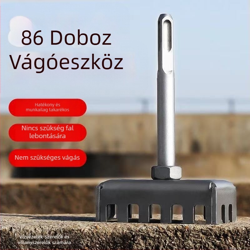 Négyzet alakú lyukasztó elektromos dobozokhoz — nyílás- és csatornanyitó, vezetékdobozokhoz készült furat készítő, négyszögletes fogantyúval