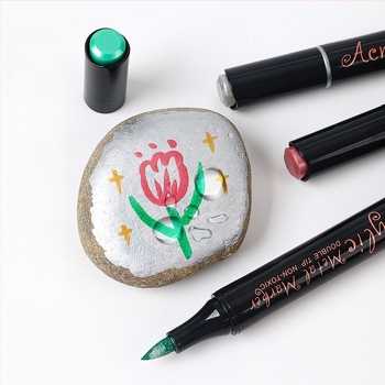 Kétoldalas fémes akril marker, vízálló, nem fakul, nagy kapacitású