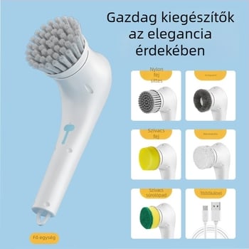 5-az-1 vezeték nélküli elektromos tisztító kefe hosszú nyéllel fürdőszobához, WC-hez és padlókhoz