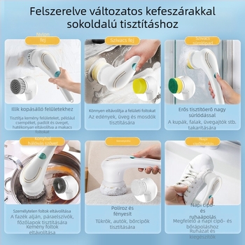 5-az-1 vezeték nélküli elektromos tisztító kefe hosszú nyéllel fürdőszobához, WC-hez és padlókhoz