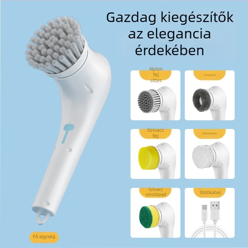 5-az-1 vezeték nélküli elektromos tisztító kefe hosszú nyéllel fürdőszobához, WC-hez és padlókhoz