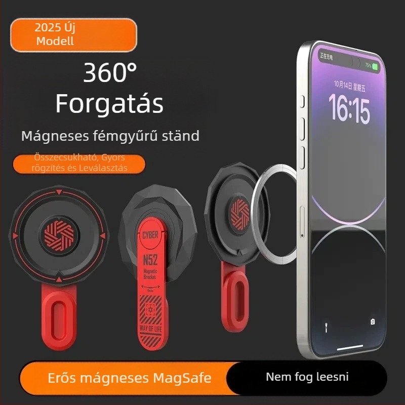 Mágneses mobiltelefon-tartó – 360° forgás, összecsukható asztali kivitel, alumíniumötvözet
