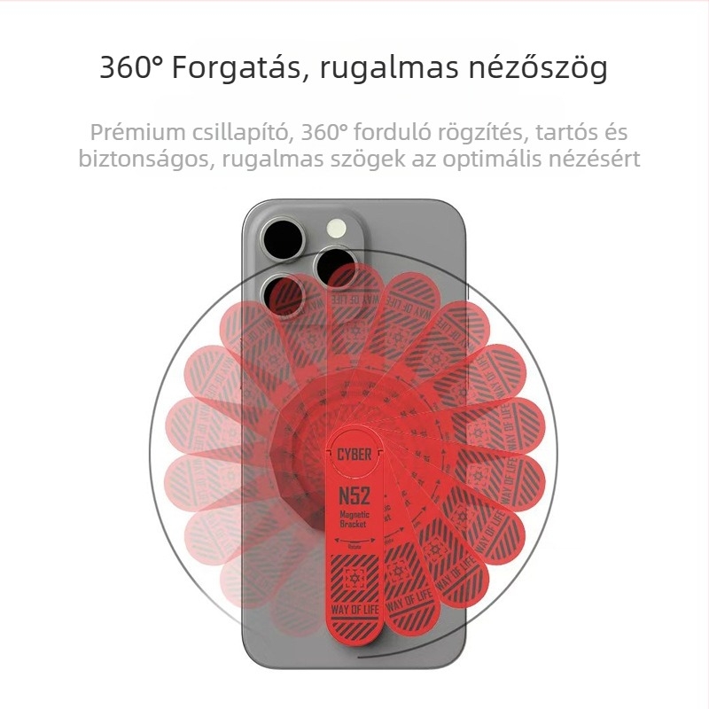 Mágneses mobiltelefon-tartó – 360° forgás, összecsukható asztali kivitel, alumíniumötvözet