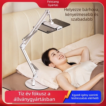 Éjjeliszekrényre szánt konzolos tabletatartó, összecsukható, 360°-os forgatás, szerelés nélküli, univerzális iPad tartó, alumíniumötvözet