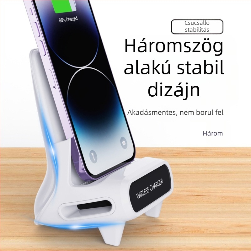 Telefonhoz vezeték nélküli töltőállvány – vízszintes elrendezésű, 15W gyors töltés (QC3.0), 5V/2A vagy 9V/2A