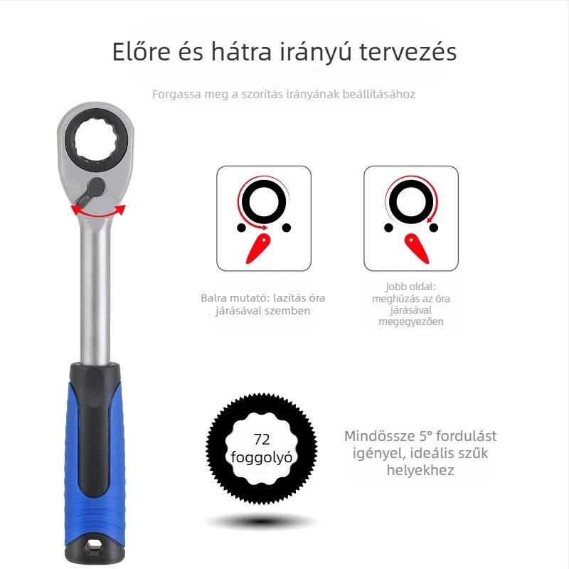 18 részes lengéscsillapító szerszámkészlet, króm-vanádium acélból, elektroplattolt felülettel