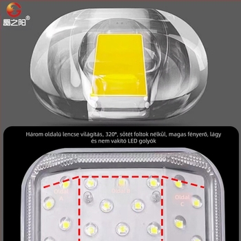 Napelemes kültéri ívelt utcai lámpa, modell A10, 74 LED, 1000 lm, 6500K, IP66