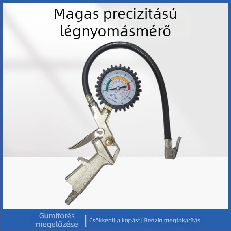 Gumiabroncs nyomásmérő felfújó fejjel – digitális kijelző, magas pontosság, tartomány 220 psi