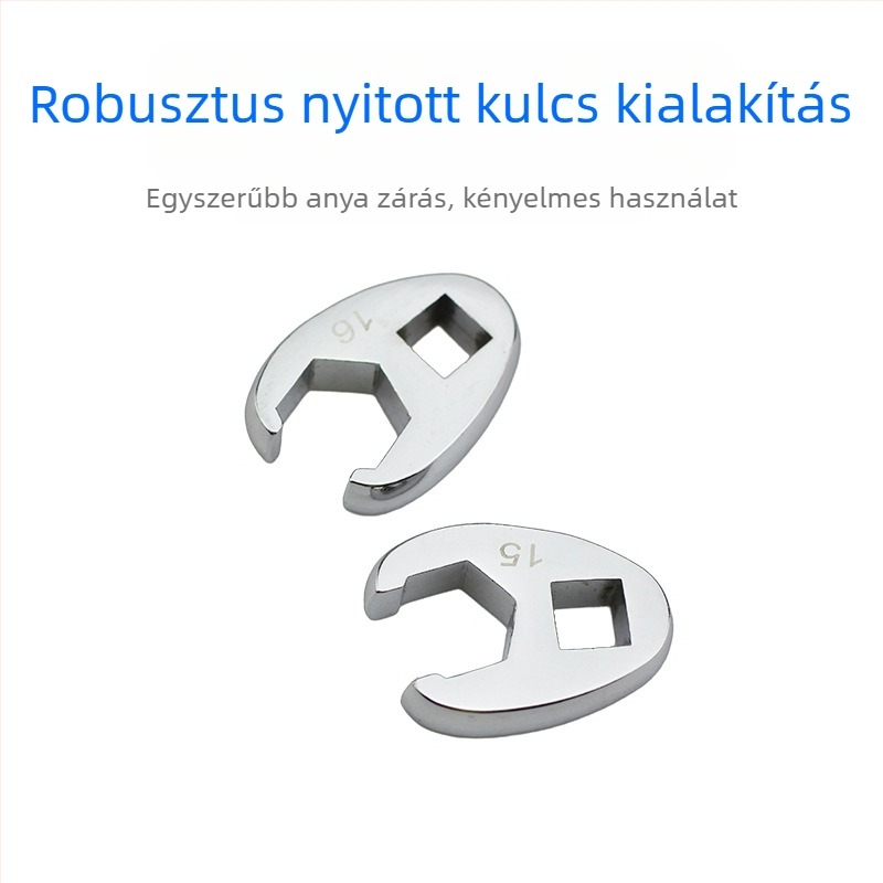 Cserélhető fejű tekerőkulcs, nyitott végű, L-alakú kivitel, krómozott szénacél, polírozott felület