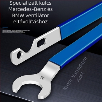 Mercedes-Benz és BMW kuplungventilátor szétszerelésére szolgáló speciális kulcs, Musen Hall, kétfejű vezérműtengely-támasz, autójavítás